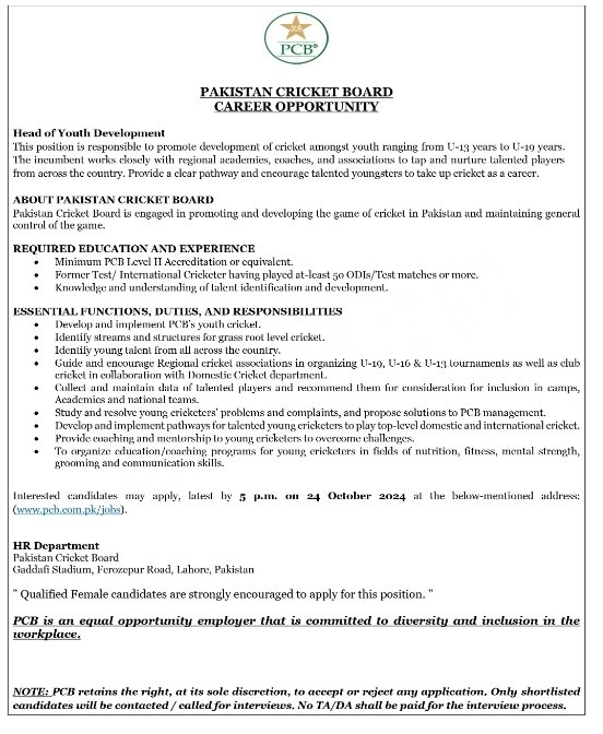 Head Youth Development