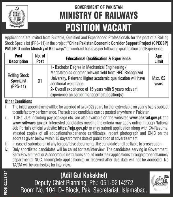 Rolling Stock Specialist 