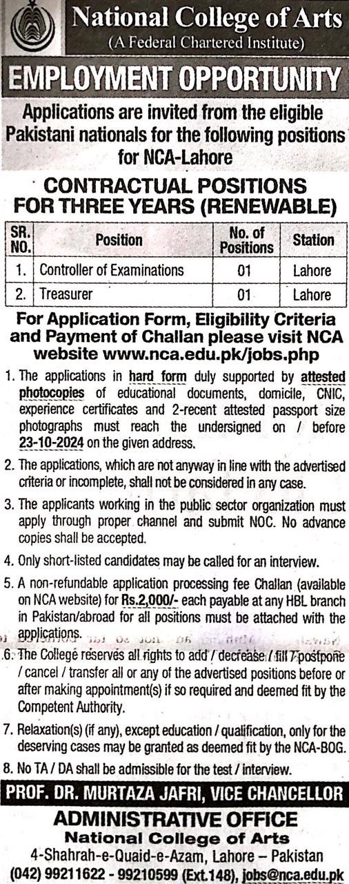 1. Controller of Examinations 2. Treasurer 